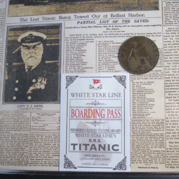 TITANIC Collector Set featuring New York Times, Boarding Pass & English Penny - Picture 3 of 6